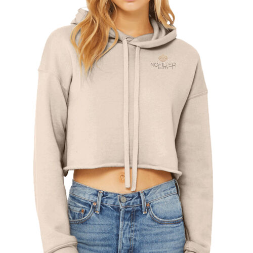 Front & Back - Women's Sponge Fleece Cropped Fleece Hoodie Thumbnail